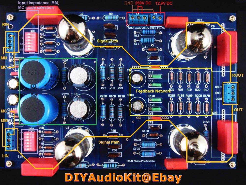 12AX7 (ECC83) MM MC Phono Valve Tube Preamplifier Amplifier DIY Kit for